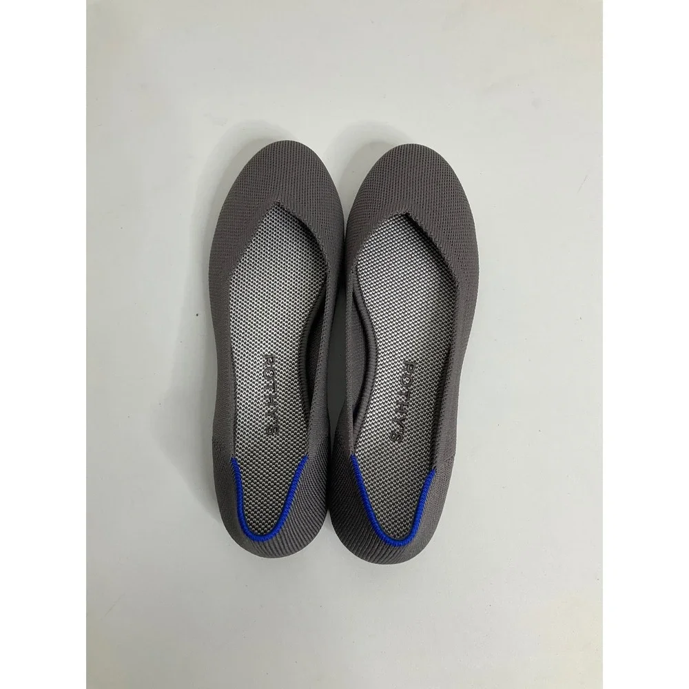 Rothys The Flat Charcoal‎ Grey Knit Round Toe Ballet Flats Size 6